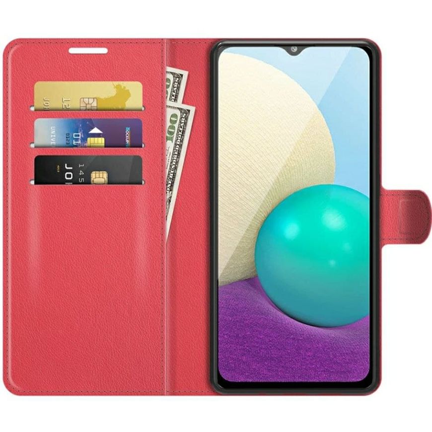 Чохол книжка з кишенями для карт на Samsung Galaxy A02 - Червоний фото 3