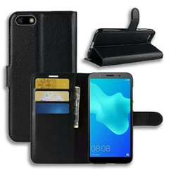 Чехол-Книжка с карманами для карт на Huawei Y5 Prime (2018) / Honor 7A - Черный фото 1