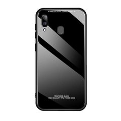 Силіконовий чохол зі скляної кришкою для Samsung Galaxy A20 / A30 - Чорний фото 1