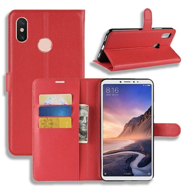 Чехол-Книжка с карманами для карт на Xiaomi Mi Max 3 - Красный фото 1