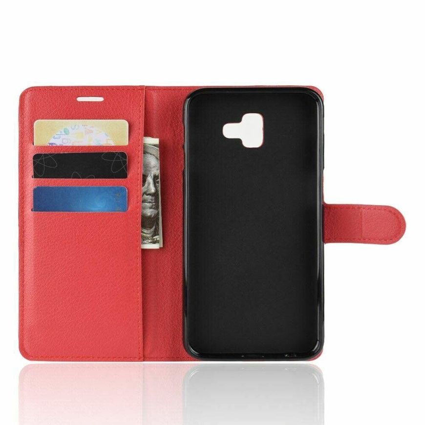 Чохол книжка з кишенями для карт на Samsung Galaxy J6 Plus - Червоний фото 3