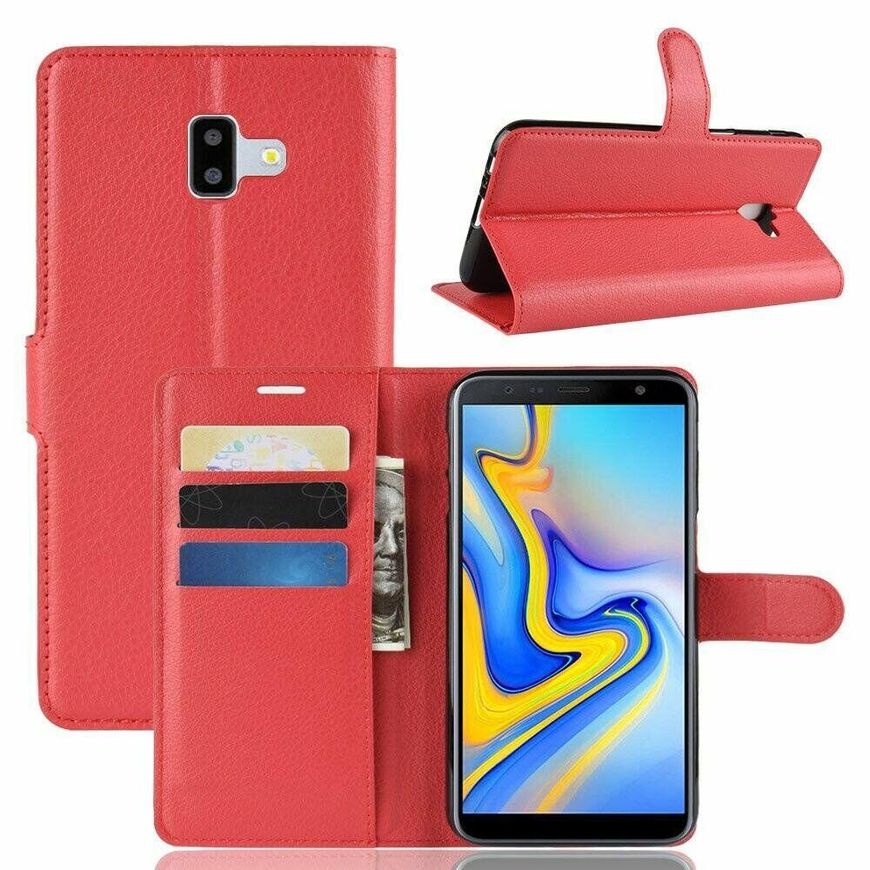 Чохол книжка з кишенями для карт на Samsung Galaxy J6 Plus - Червоний фото 1