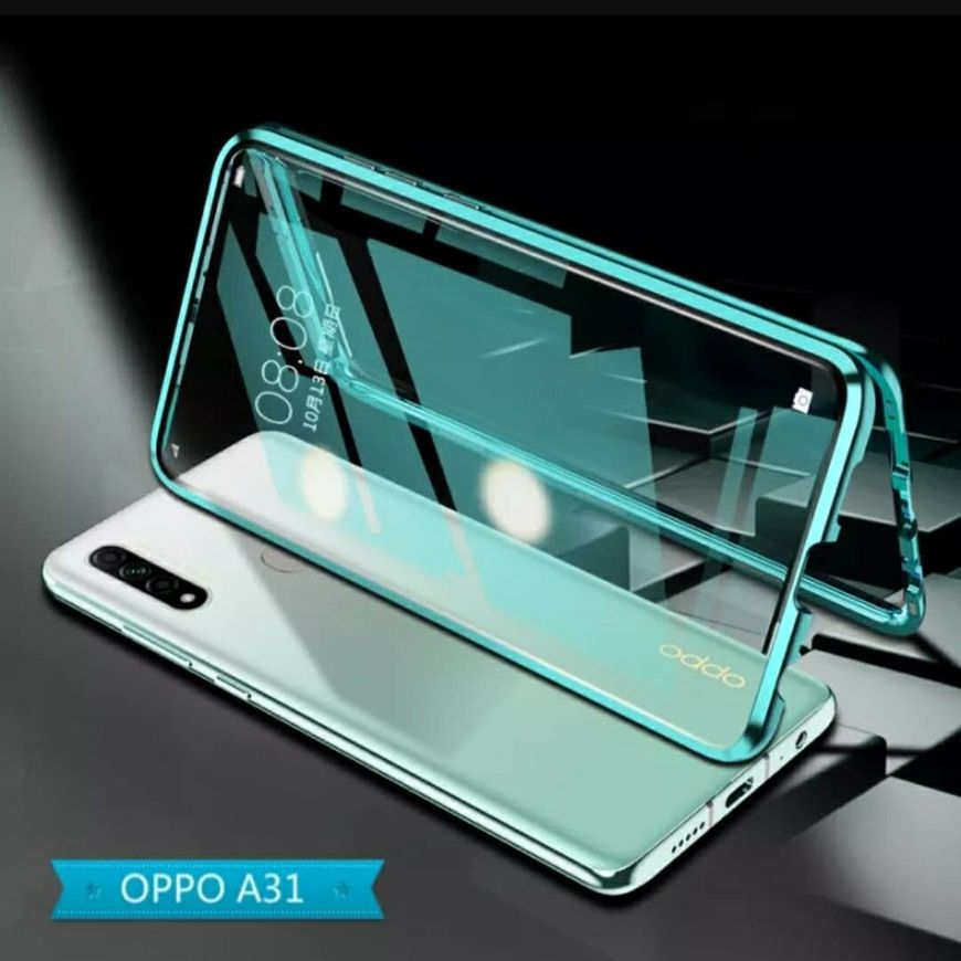 Магнитный чехол с защитным стеклом для Oppo A31 (2020) - Зелёный фото 4