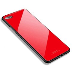 Силиконовый чехол со Стеклянной крышкой для Huawei Y5 Prime (2018) / Honor 7A - Красный фото 1