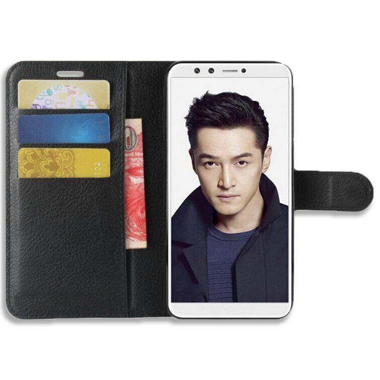 Чехол-Книжка с карманами для карт на Huawei Honor 9 lite - Черный фото 1