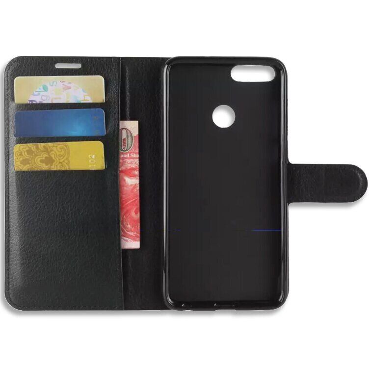 Чехол-Книжка с карманами для карт на Huawei Honor 9 lite - Черный фото 2