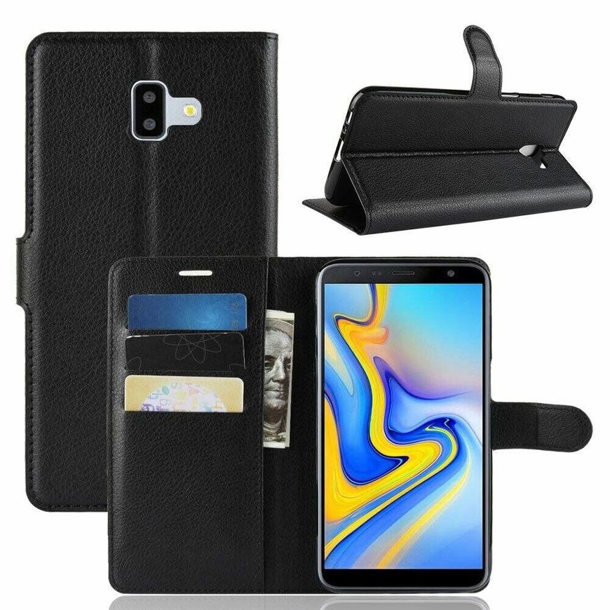 Чохол книжка з кишенями для карт на Samsung Galaxy J6 Plus - Чорний фото 1