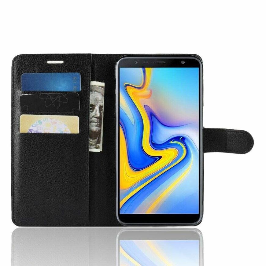 Чехол-Книжка с карманами для карт на Samsung Galaxy J6 Plus - Черный фото 2
