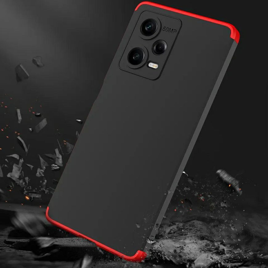 Чехол GKK 360 градусов для Xiaomi Redmi Note 12 5G цвет Черно-Красный