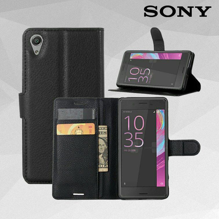 Чохол книжка з кишенями для карт на Sony Xperia X - Чорний фото 1