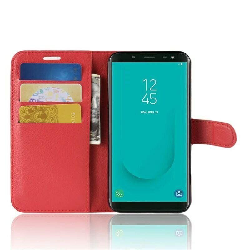Чохол книжка з кишенями для карт на Samsung Galaxy J6 (2018) / J600 - Червоний фото 2