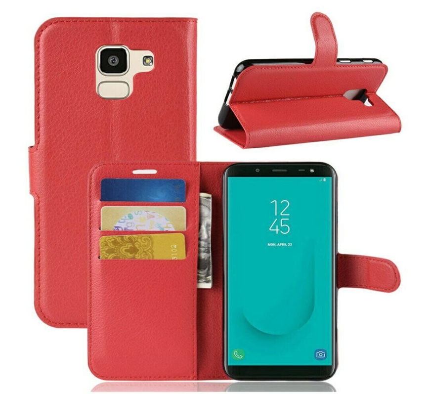 Чохол книжка з кишенями для карт на Samsung Galaxy J6 (2018) / J600 - Червоний фото 1