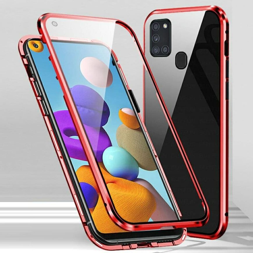 Магнітний чохол із захисним склом для Samsung Galaxy A21s - Червоний фото 1