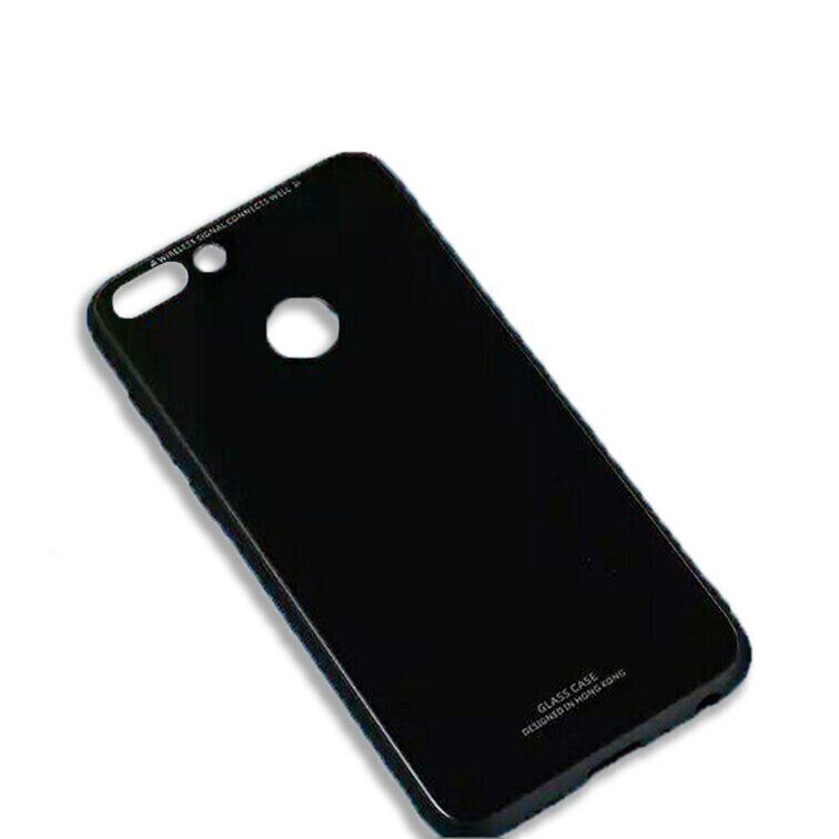 Силіконовий чохол зі скляної кришкою для Huawei P Smart - Чорний фото 1