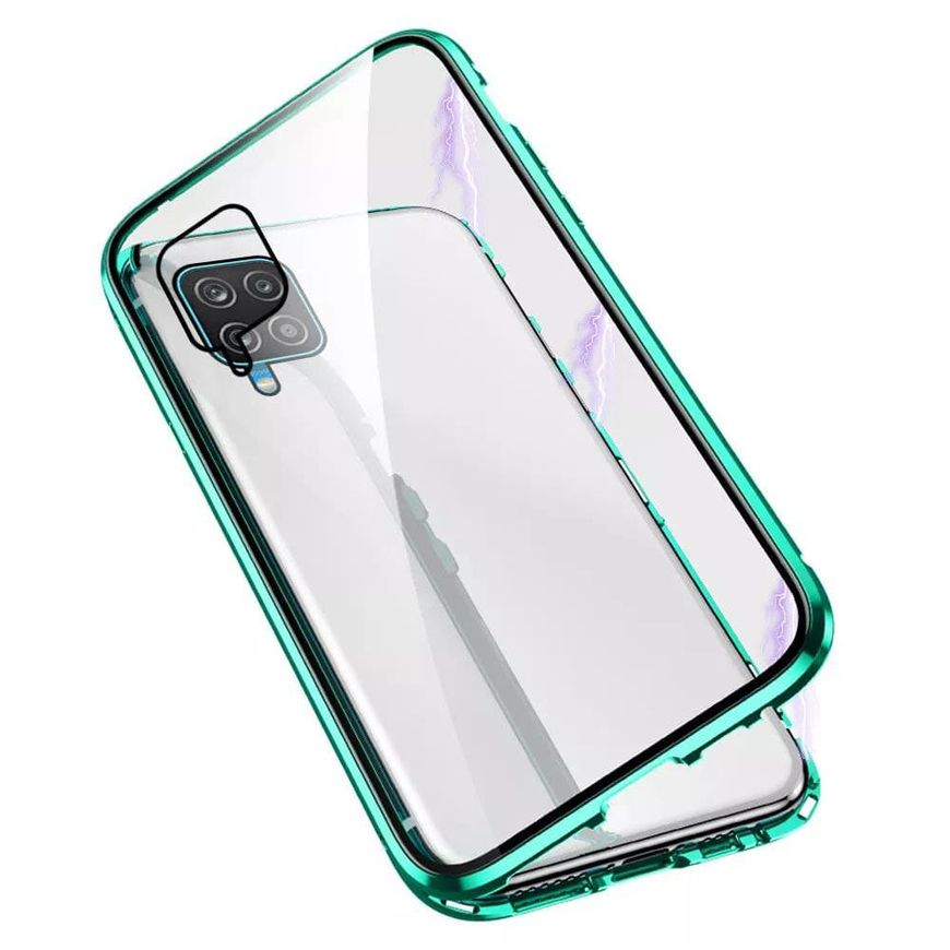 Магнитный чехол с защитным стеклом для Samsung Galaxy A12 - Черный фото 2