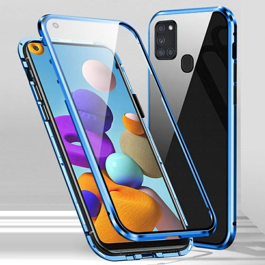 Магнітний чохол із захисним склом для Samsung Galaxy A21s - Синій фото 1