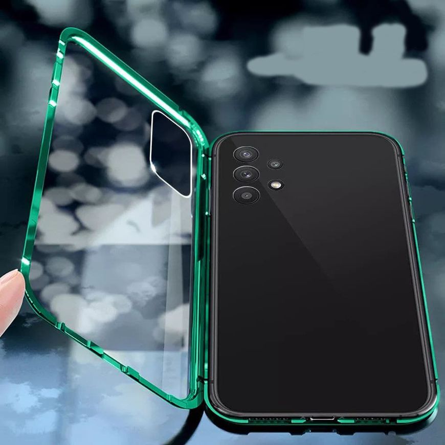 Магнитный чехол с защитным стеклом для Samsung Galaxy A32 4G - Черный фото 3