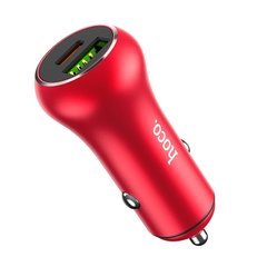 Автомобильное зарядное устройство Hoco Z38 PD20W+QC3.0 Type-C + USB - Красный фото 1