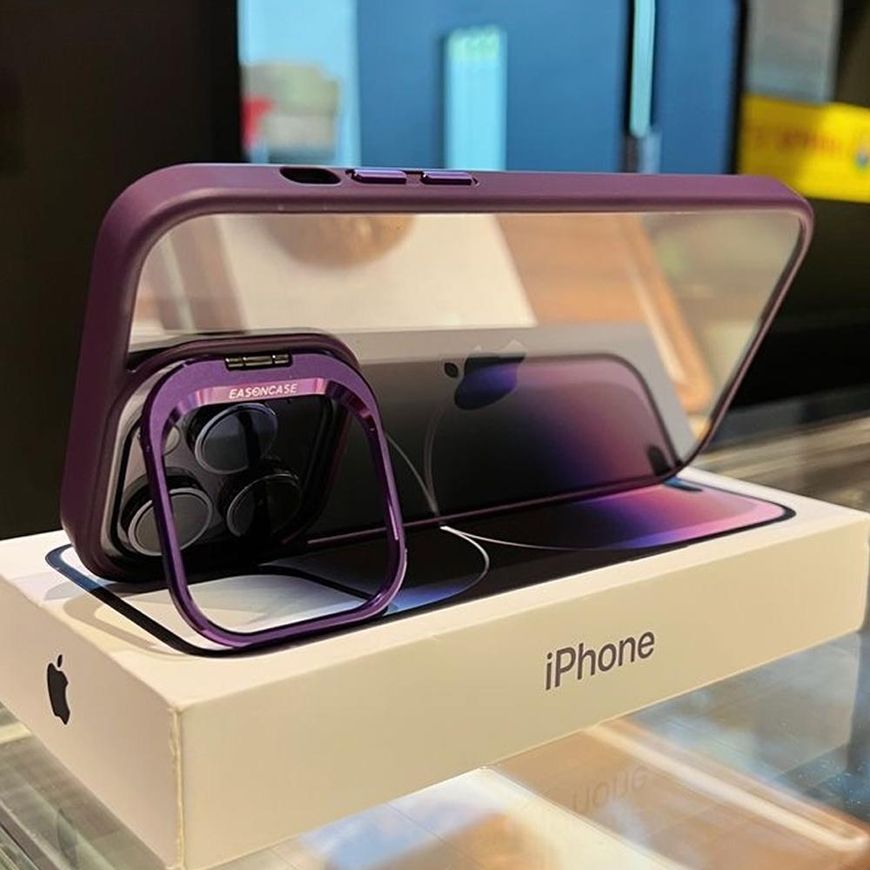 Чехол с подставкой и стеклом на камеру Lens Shield для iPhone 14 Pro - Фиолетовый фото 5