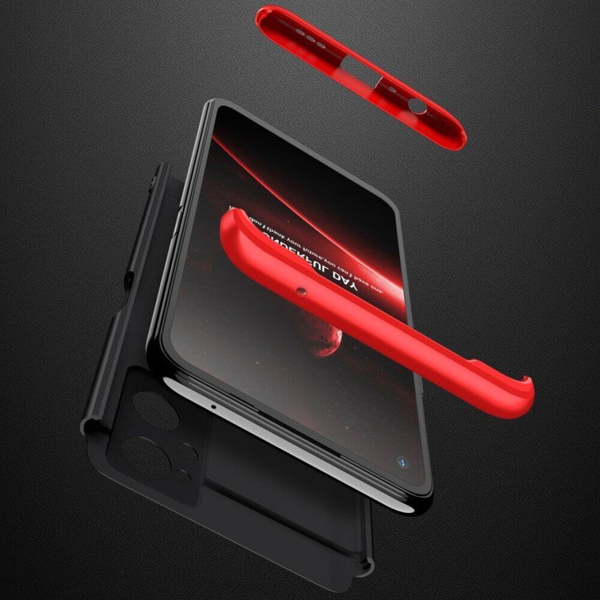 Чехол GKK 360 градусов для Oppo A76 / Realme 9i - Черно-Красный фото 4
