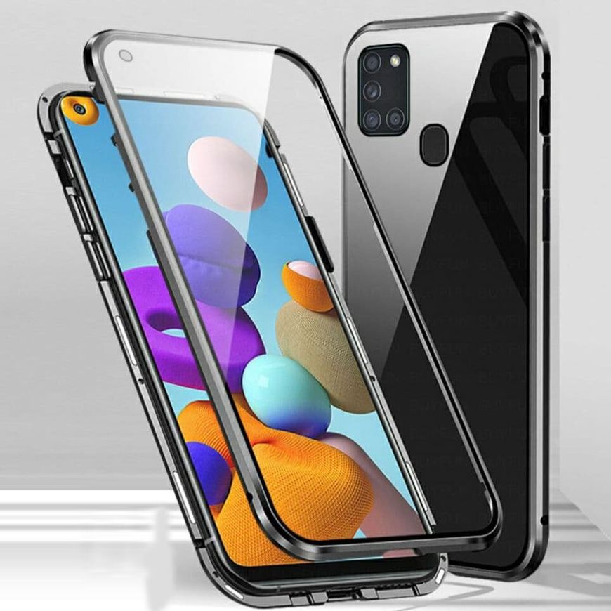 Магнитный чехол с защитным стеклом для Samsung Galaxy M30s - Черный фото 1