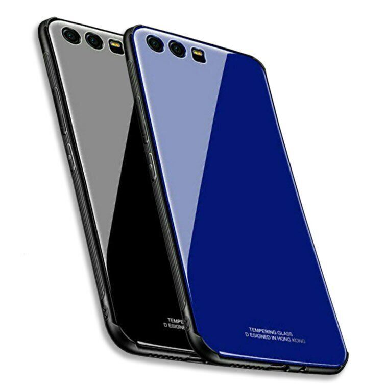 Силіконовий чохол зі скляної кришкою для Huawei Honor 9 - Синій фото 8