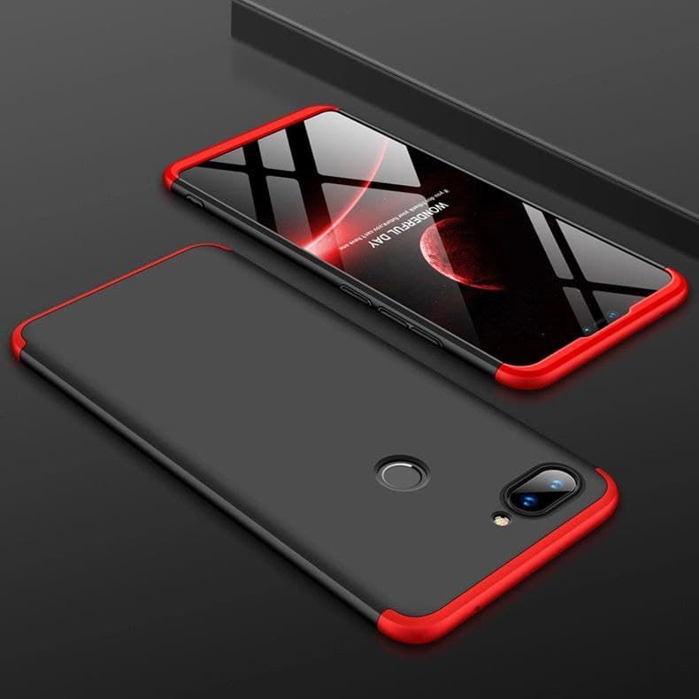 Чехол GKK 360 градусов для Oppo A12 - Черно-Красный фото 2