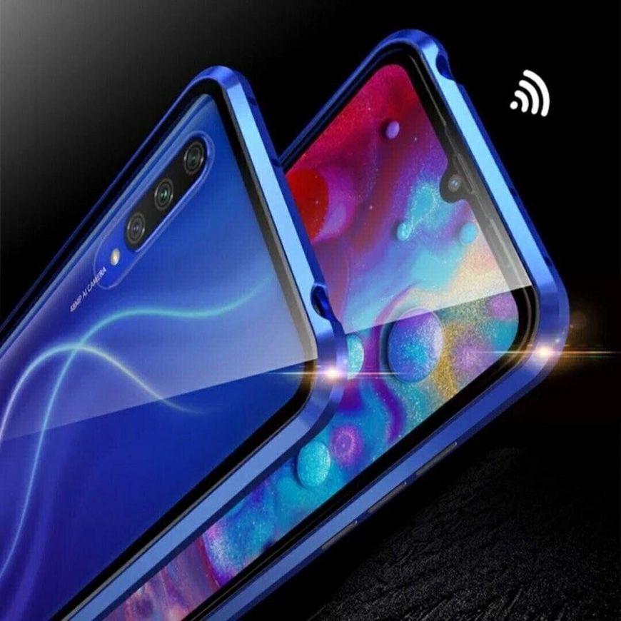 Магнитный чехол с защитным стеклом для Xiaomi Mi9 lite - Синий фото 2