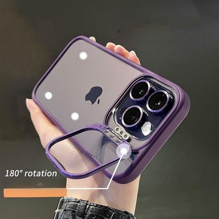 Чехол с подставкой и стеклом на камеру Lens Shield для iPhone 14 Pro Max - Фиолетовый фото 6