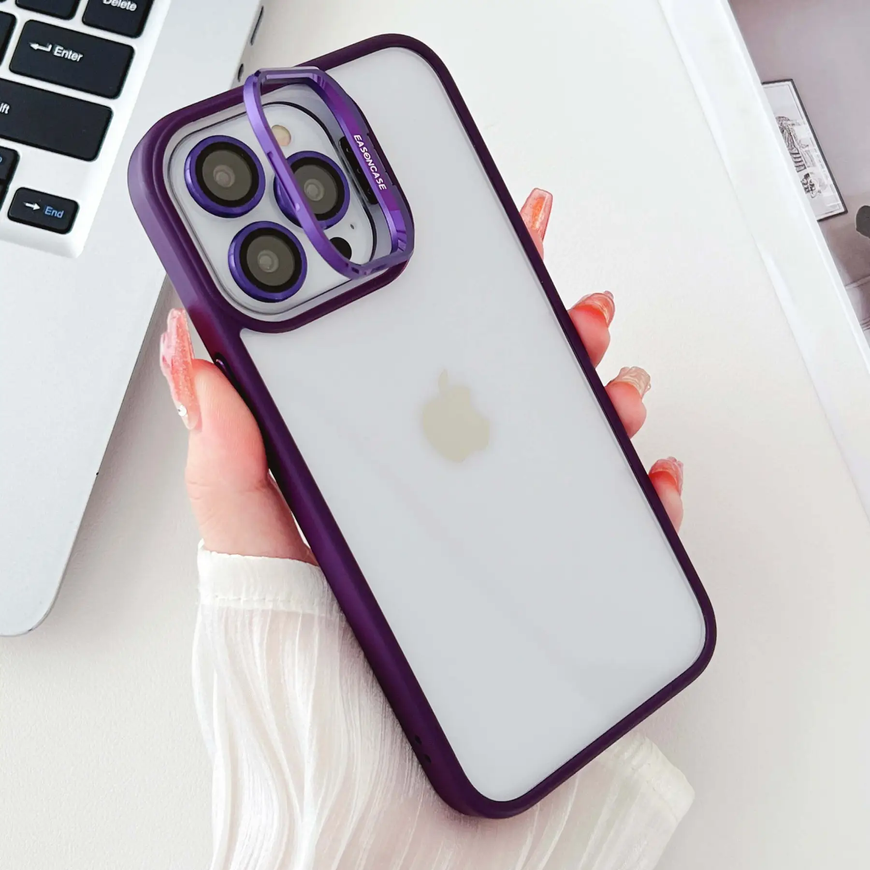 Чехол с подставкой и стеклом на камеру Lens Shield для iPhone 14 Pro Max - Фиолетовый фото 2