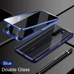 Магнитный чехол с защитным стеклом для Xiaomi Redmi Note 8 Pro - Синий фото 1