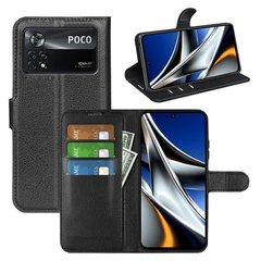 Чехол-Книжка с карманами для карт на Poco X4 Pro 5G - Черный фото 1