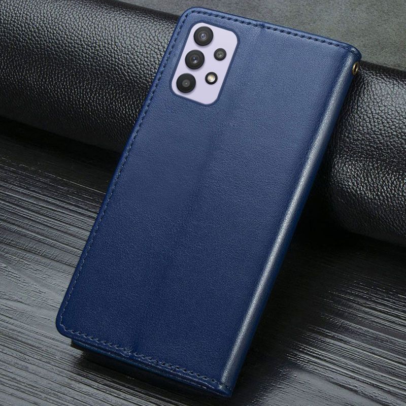 Чехол-Книжка из Искусственная кожаа с кнопкой для Samsung Galaxy A32 4G - Синий фото 6