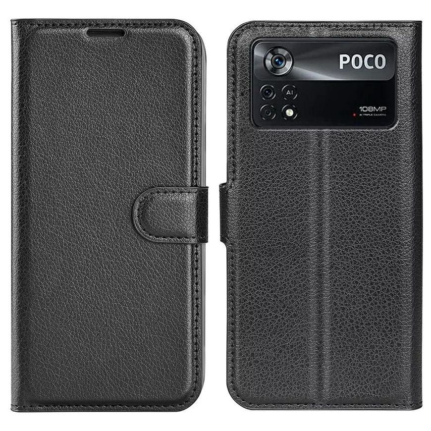 Чехол-Книжка с карманами для карт на Poco X4 Pro 5G - Черный фото 7