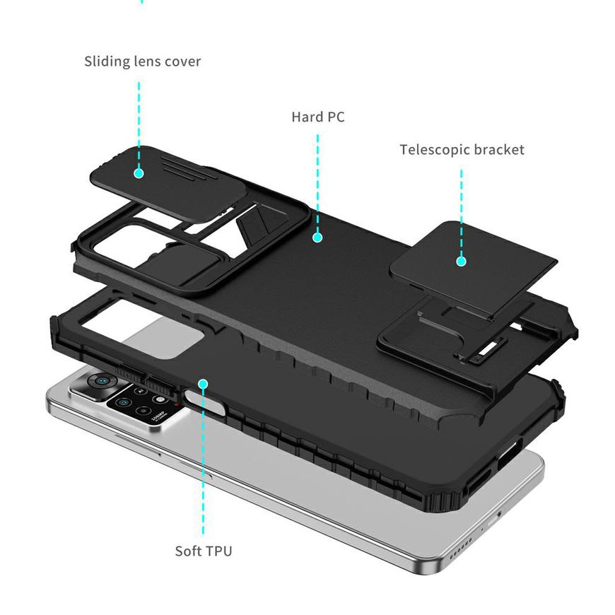 Чохол Kickstand із захистом камери для Xiaomi Redmi Note 11 Pro 4G / 11 Pro 5G / Note 12 Pro 4G - Синій фото 2