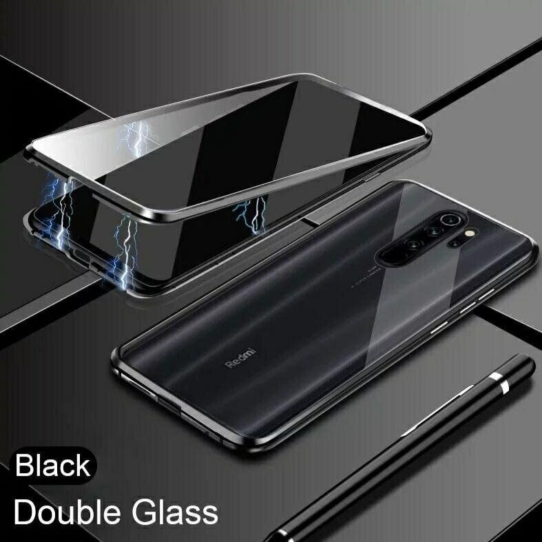 Магнитный чехол с защитным стеклом для Xiaomi Redmi Note 8 Pro - Черный фото 1