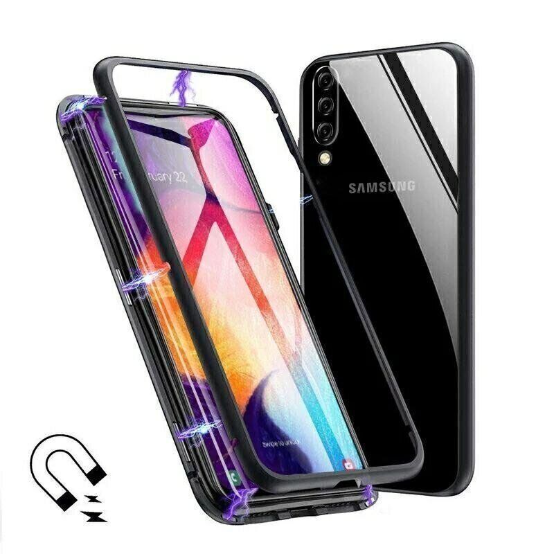 Магнитный чехол Metal Frame для Samsung Galaxy A7 (2018) / A750 - Черный фото 3