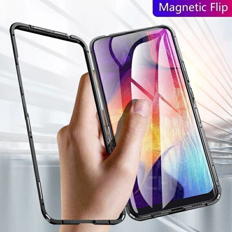 Магнитный чехол Metal Frame для Samsung Galaxy A7 (2018) / A750 - Черный фото 4