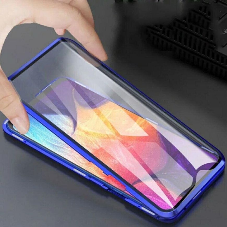 Магнитный чехол с защитным стеклом для Samsung Galaxy A7 (2018) - Черный фото 3