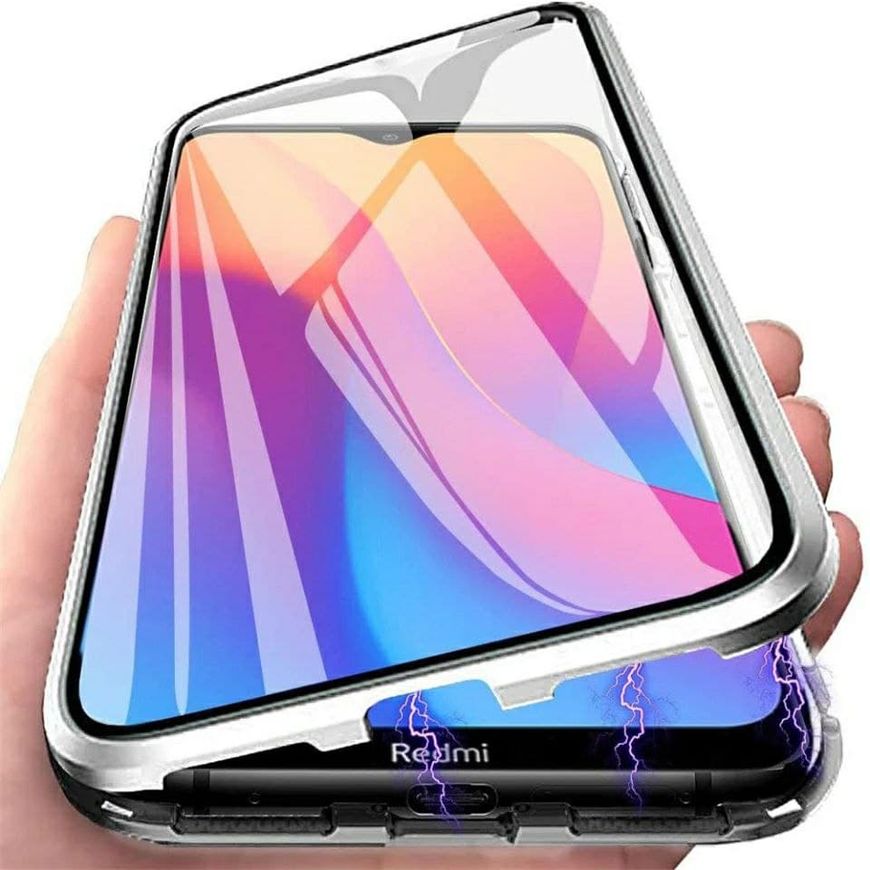 Магнитный чехол с защитным стеклом для Xiaomi Redmi Note 10 4G / 10S / Poco M5s - Серый фото 2