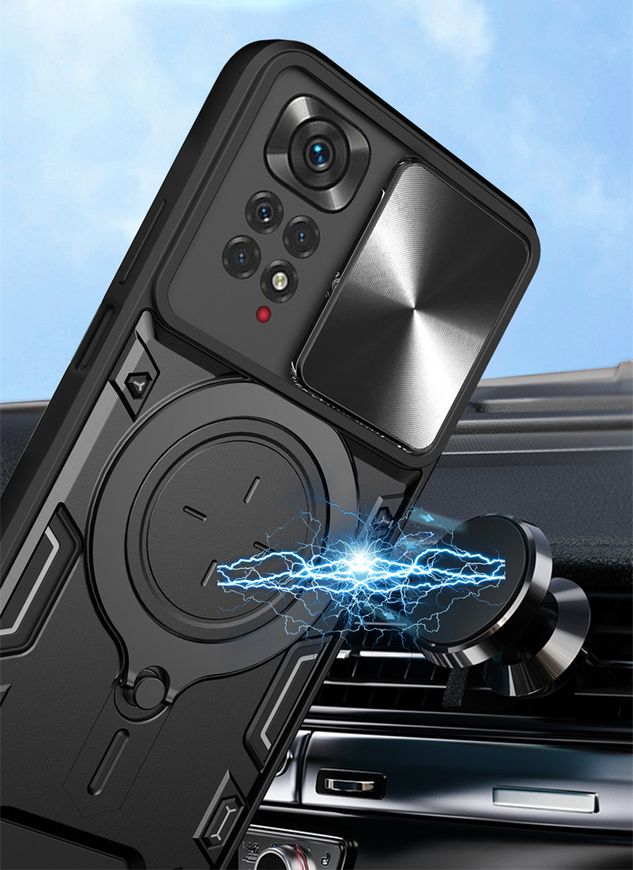 Чехол Magnetic Stand с защитой камеры для Xiaomi Redmi Note 11 4G / 11s - Синий фото 8