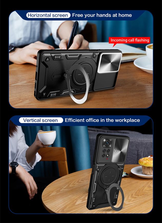 Чехол Magnetic Stand с защитой камеры для Xiaomi Redmi Note 11 4G / 11s - Синий фото 7