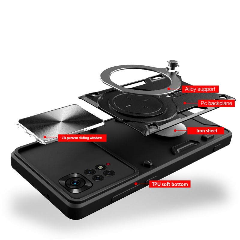 Чехол Magnetic Stand с защитой камеры для Xiaomi Redmi Note 11 4G / 11s - Синий фото 4