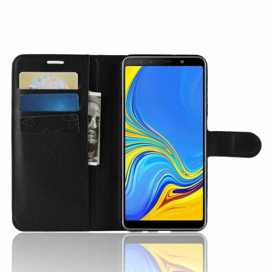 Чохол книжка з кишенями для карт на Samsung Galaxy A7 (2018) / A750 - Чорний фото 2