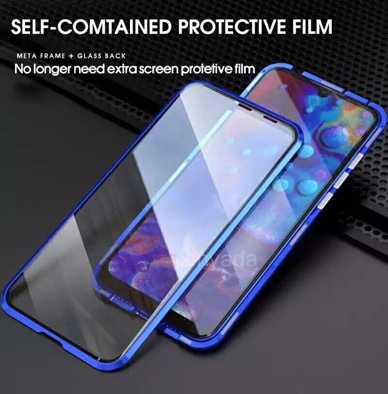 Магнитный чехол с защитным стеклом для Samsung Galaxy A20 / A30 - Синий фото 3