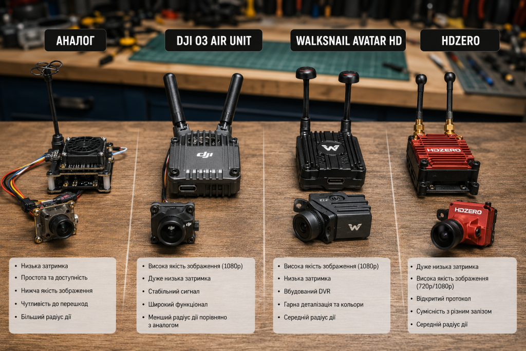 Порівняння аналогового відеопередавача, DJI O3 Air Unit, Walksnail Avatar HD та HDZero для FPV-дронів